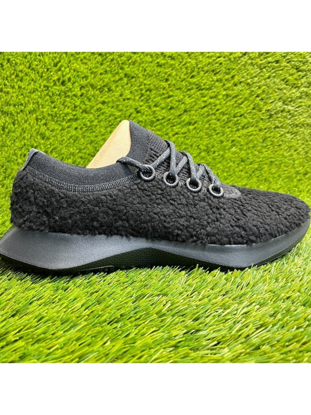 Allbirds Wool Dasher 2 Fluff Mens Size 11.5 Natural Black Running Shoes Sneakers